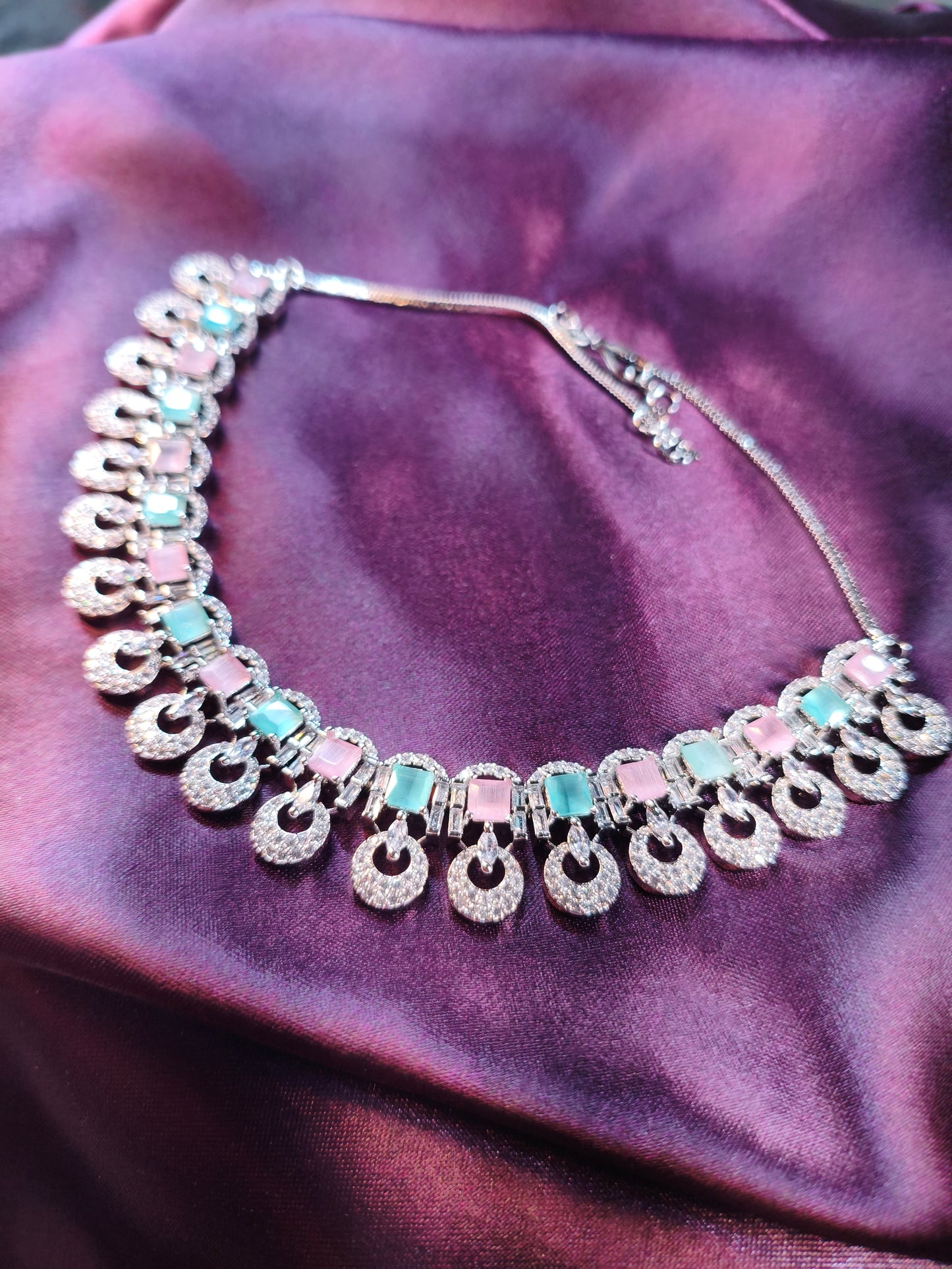 Candy Crush Pastel CZ Collar Necklace Set