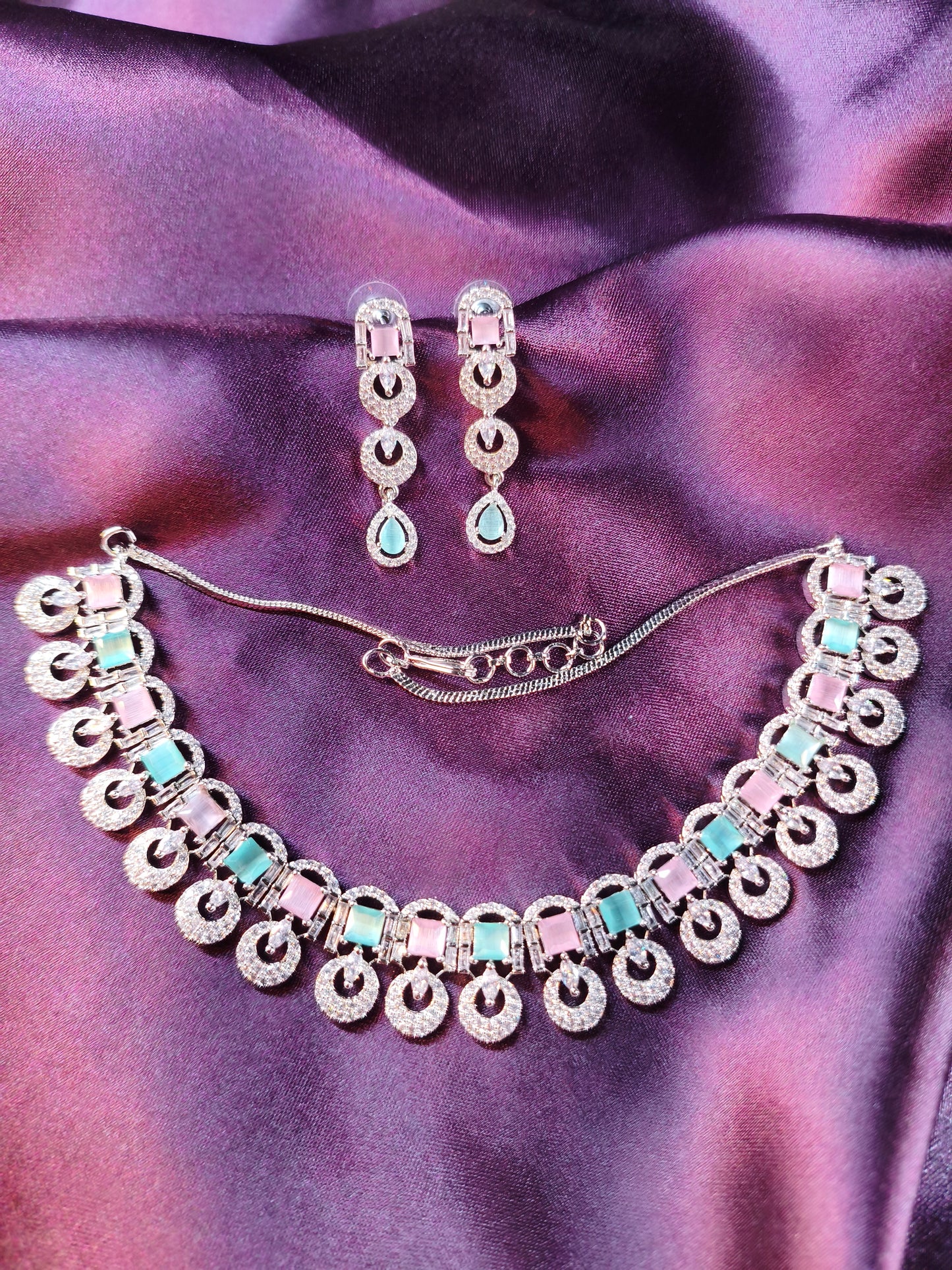 Candy Crush Pastel CZ Collar Necklace Set