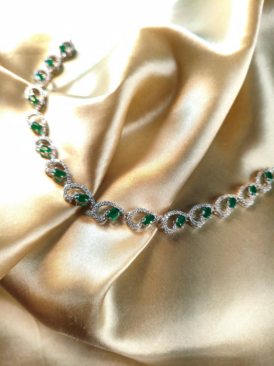 Emerald Wave CZ Necklace Set