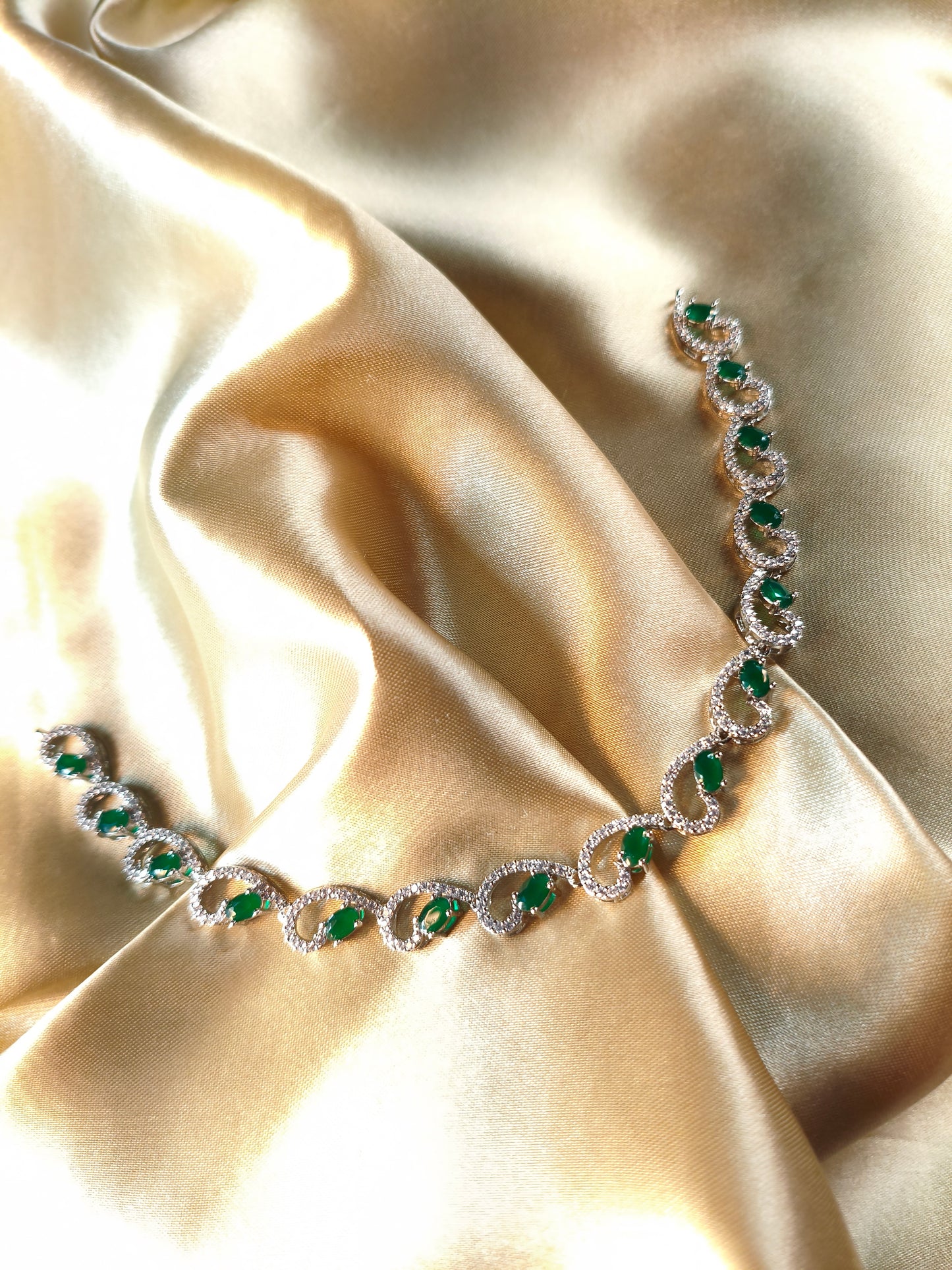 Emerald Wave CZ Necklace Set
