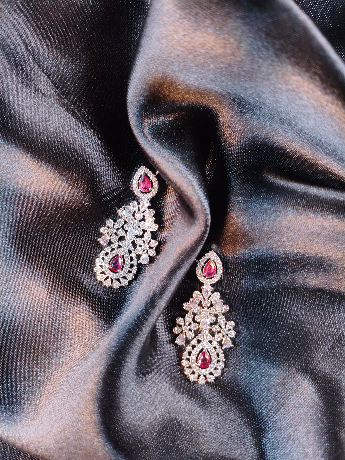 Ruby Bloom CZ Bridal Necklace Set