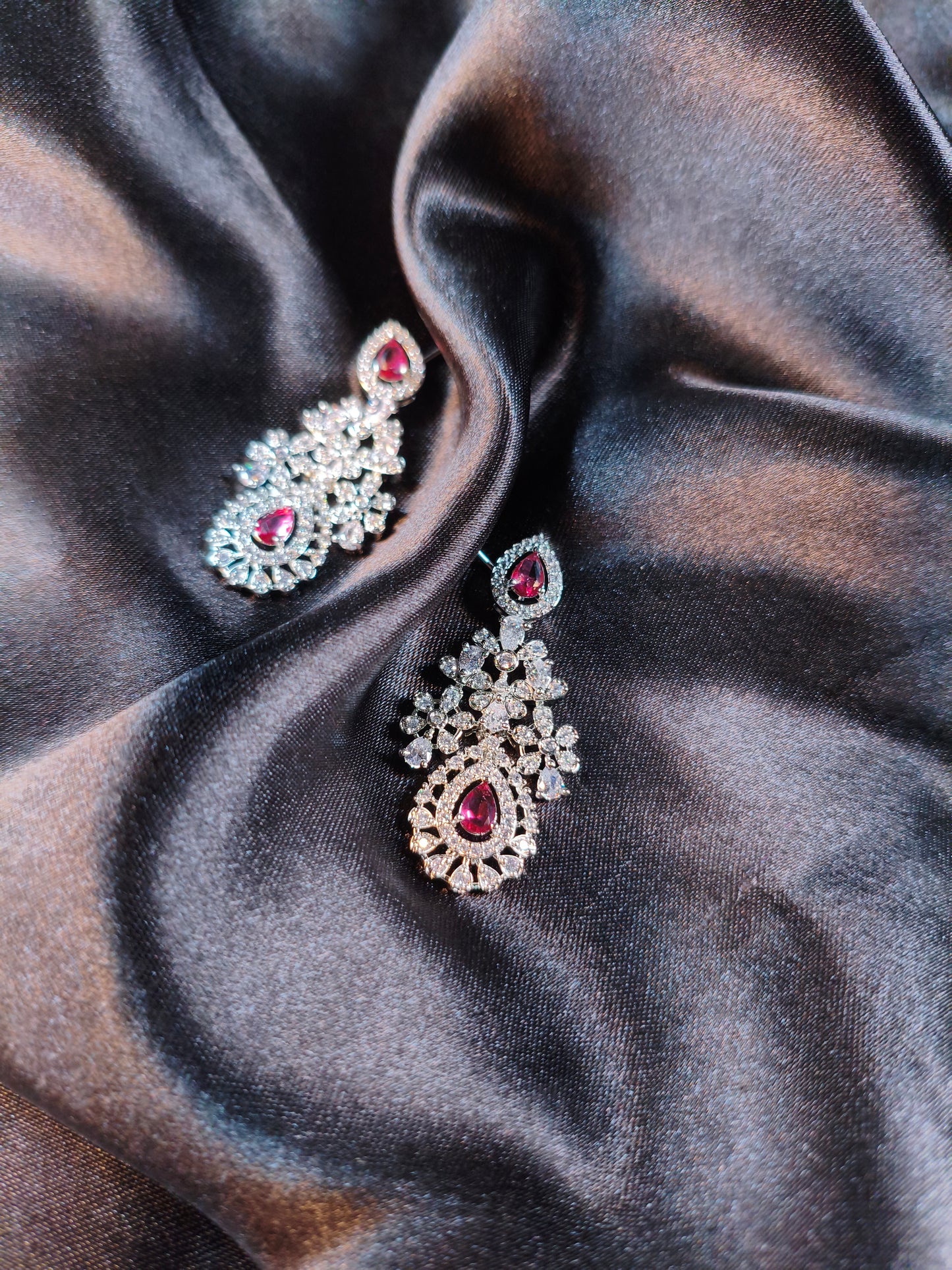 Ruby Bloom CZ Bridal Necklace Set