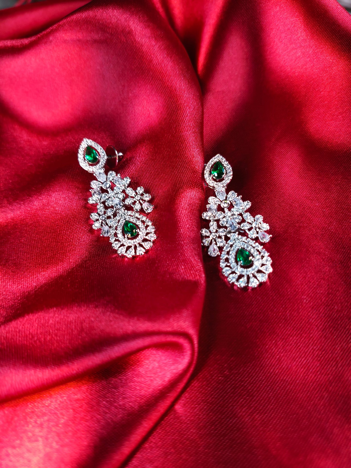Emerald Bloom CZ Bridal Necklace Set