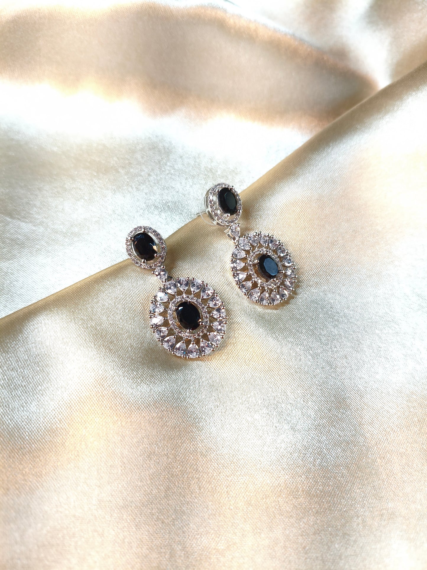 Midnight Bloom Black CZ Necklace Set