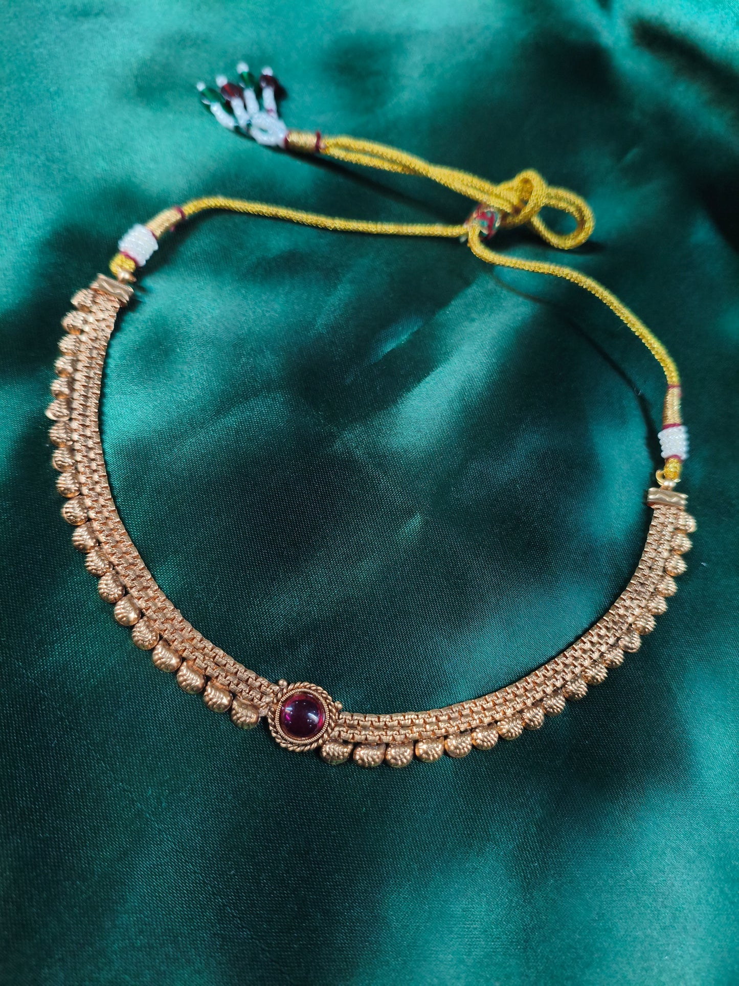 Ruby Glow Minimal Antique Choker Set