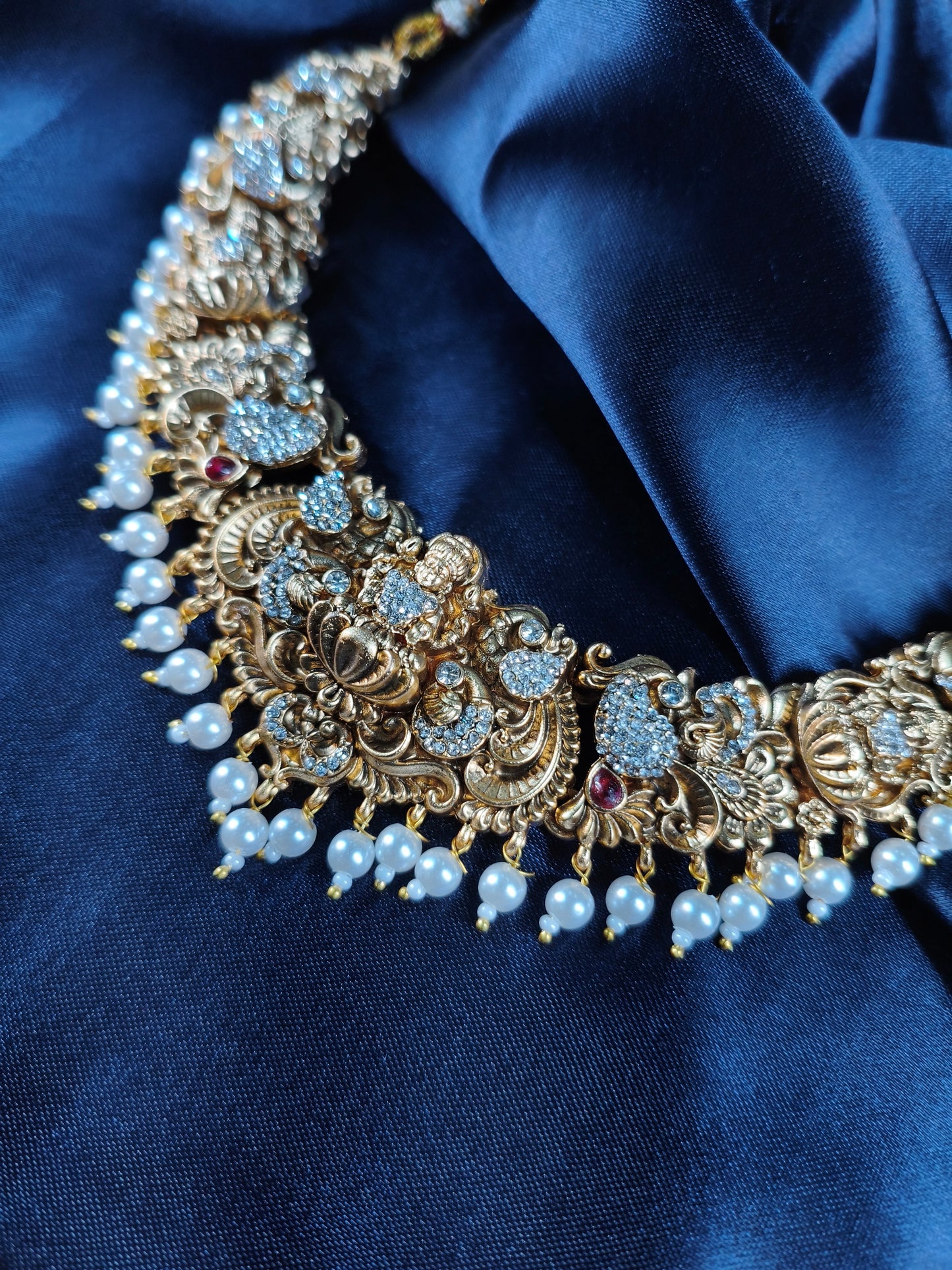 Pearl Bloom Antique Choker Set with Jhumkas
