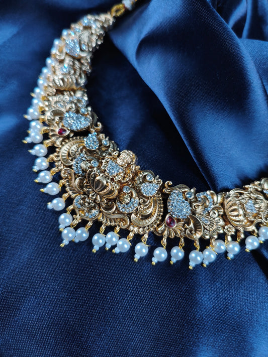 Pearl Bloom Antique Choker Set with Jhumkas