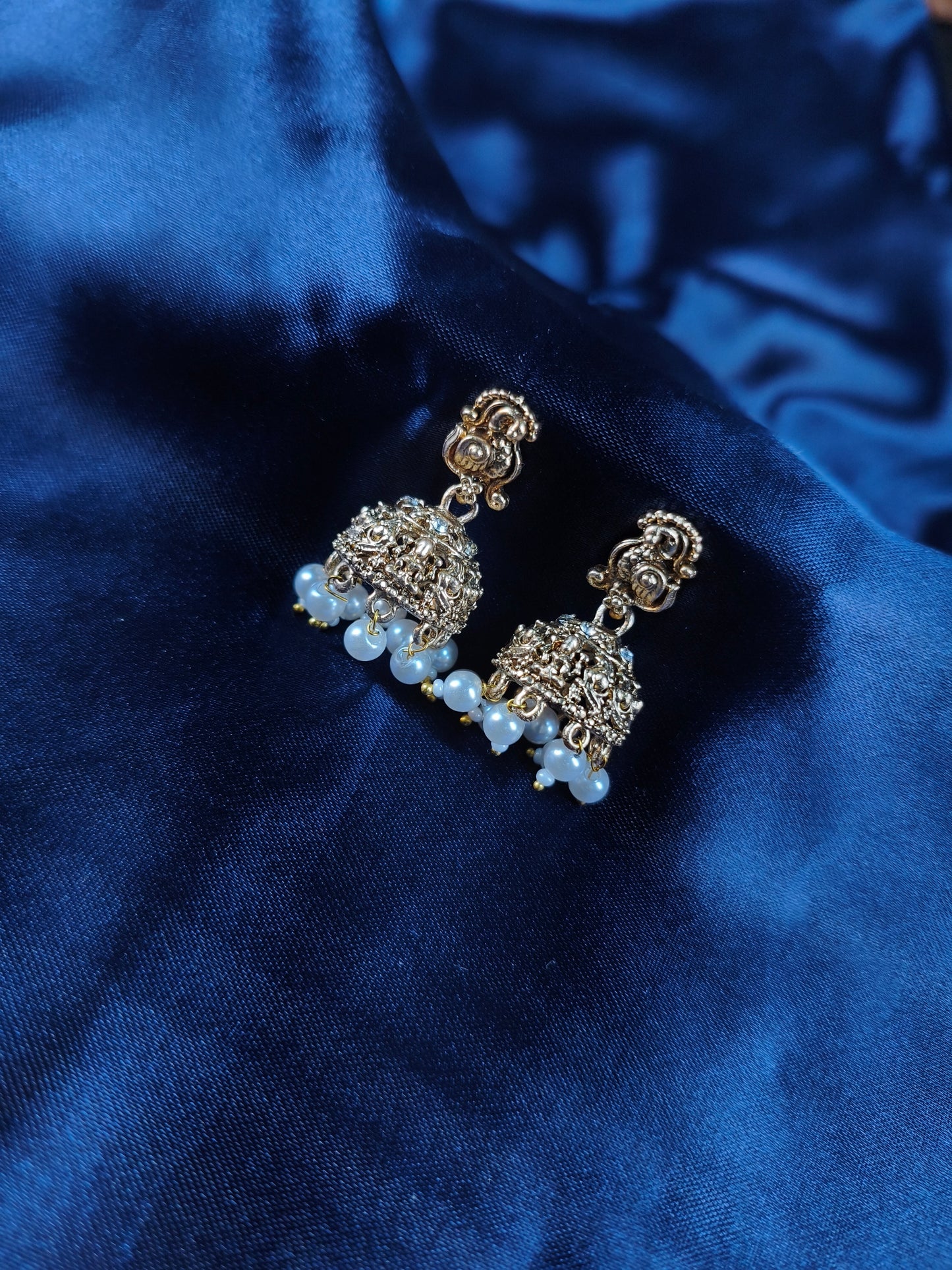 Pearl Bloom Antique Choker Set with Jhumkas