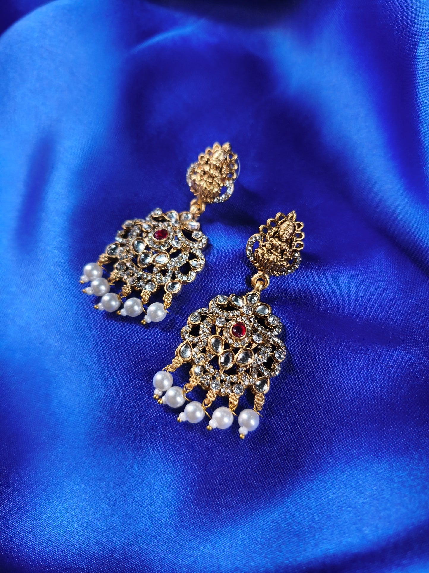 Royal Lakshmi Temple Choker Set with Ruby & Pearl Drops